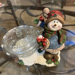 Snowman Christmas candy dish